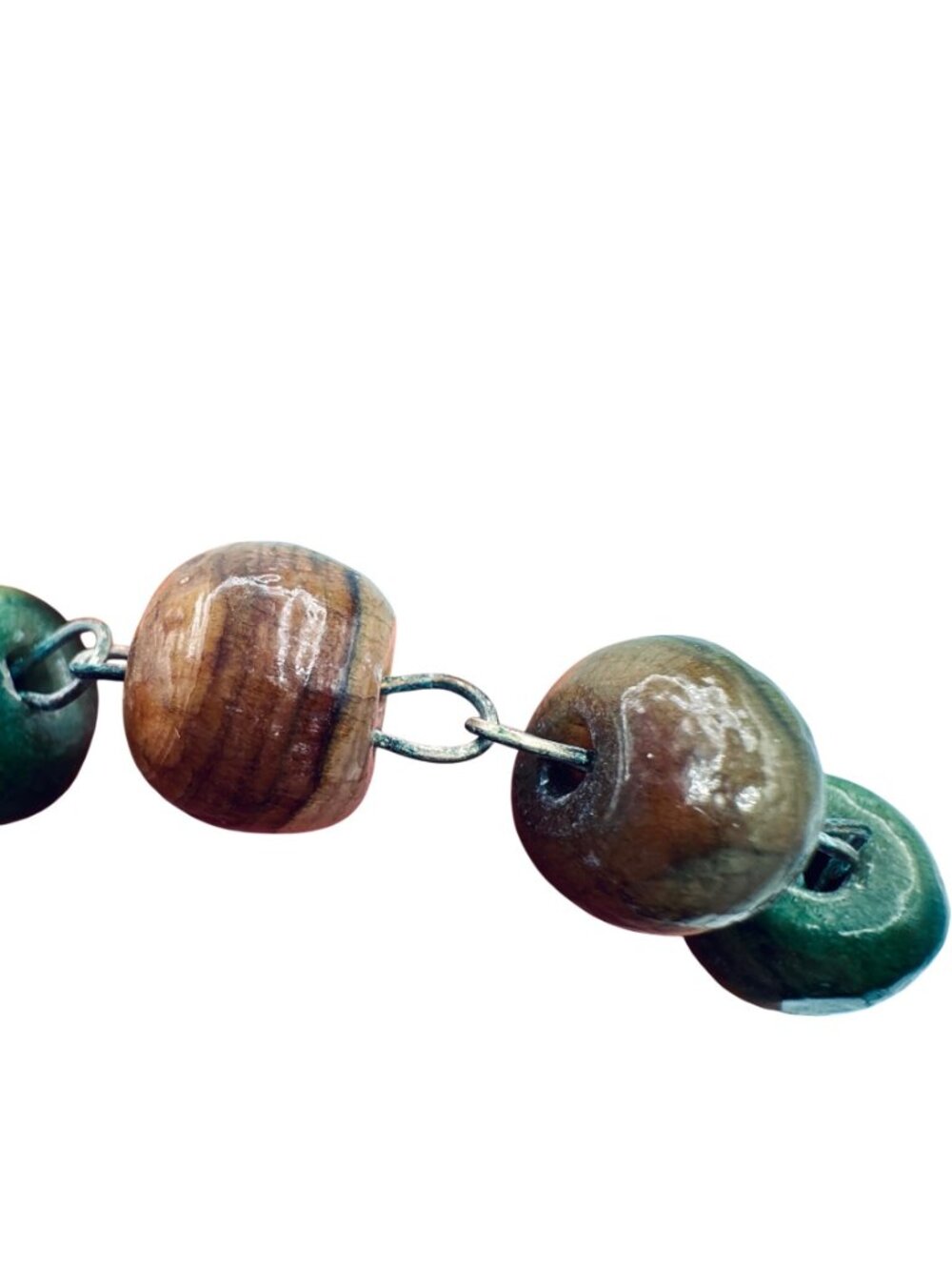 Vintage Boho Art Glass Bead Necklace 50" Hand Linked 10mm Bead Studio Earth Tone - Picture 7 of 8